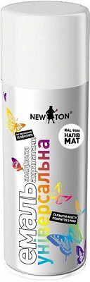 Эмаль акриловая New Ton универсальная белая RAL 9010 полумат 400 мл
