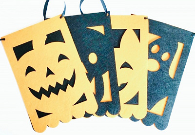 Гірлянда-розтяжка Прямокутні прапорці Хелловін 4 м Аплі-Краплі