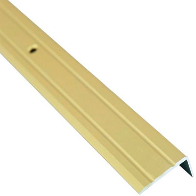 Порожек алюминиевый анодированный Braz Line рифленый с отверстиями 24,5х10x900 мм золото