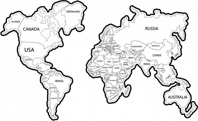 Картина Карта мира белая 50x75 см Posterclub 