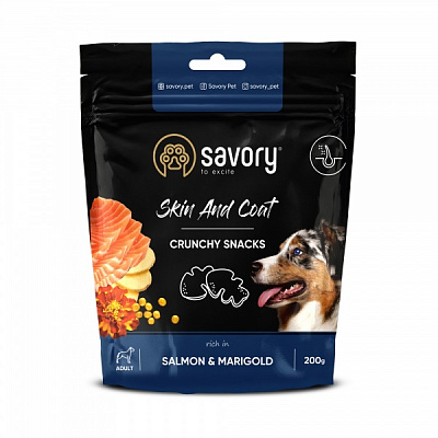 Лакомство Savory для здоровья кожи и шерсти_Лосось и бархатцы 200 г