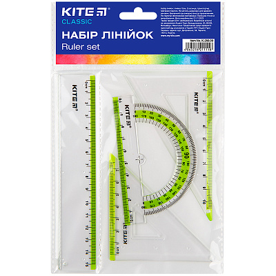 Набір лінійок 15см. 2 кос. трансп.(салат.смуга) KITE