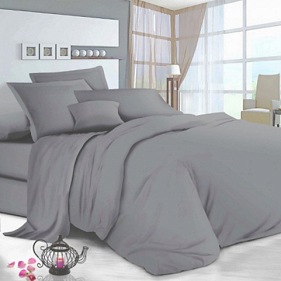 Комплект постельного белья Monoton Grey 1.5 серый SoundSleep 