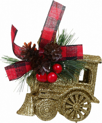 Декоративная подвеска Поезд с декором 9x8x4 см золотой LD21036