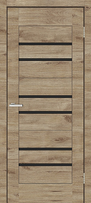 Блок дверной ОМиС BIT 06 ВG R ПО черное стекло 750 мм дуб леон