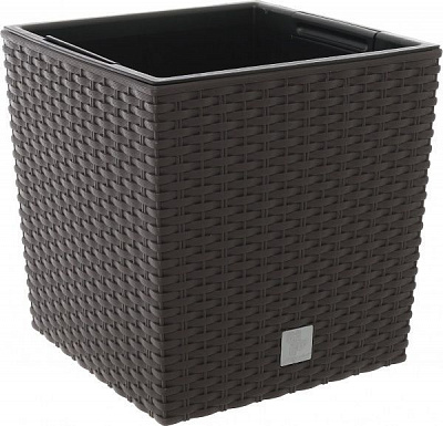 Горщик пластиковий Prosperplast Rato low 2 в 1 квадратний 15,8л коричневий (70894-440)