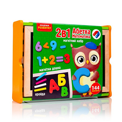 Набір магнітний Vladi Toys 2 в 1 Абетка та математика в дерев’яній коробці VT5411-17