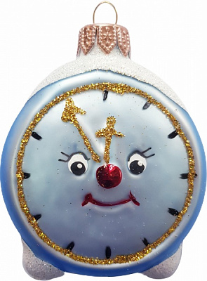 Ялинкова іграшка Будильник-годинник голубий 7,6 см 1172M