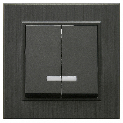 Механізм вимикача двоклавішний Makel Karea з підсвіткою димчастий 57050023