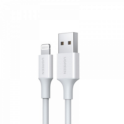 Кабель UGREEN US155 USB 2.0 Male to Lightning Male Cable Nickel Plating ABS Shell 2.4A 1 м білий (20728)