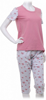 Піжама жіноча Flis clothes Зірочка р. M рожевий із сірим