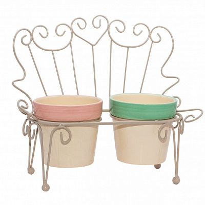 Декорация садовая Диванчик (металл) с горшками