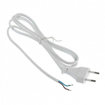 Шнур сетевой с вилкой пластина UP! (Underprice) ШВВП 1,5 м белый 2х0,75 медь 