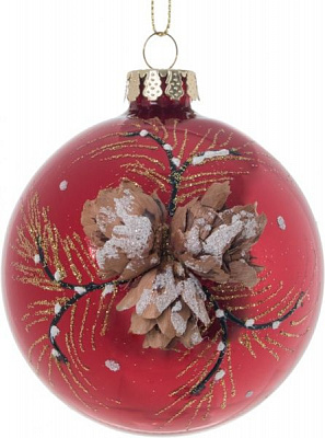 Шар стеклянный d80 Шишечки JF140507 красный