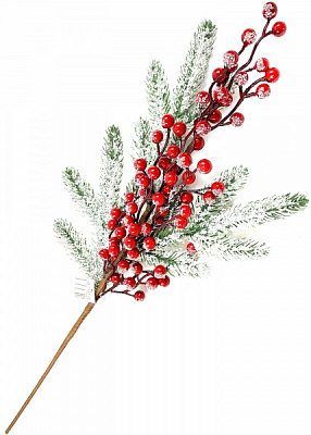 Декорация новогодняя Dalian Everglory ветвь хвойно-ягодная 66 см EY20-034D 