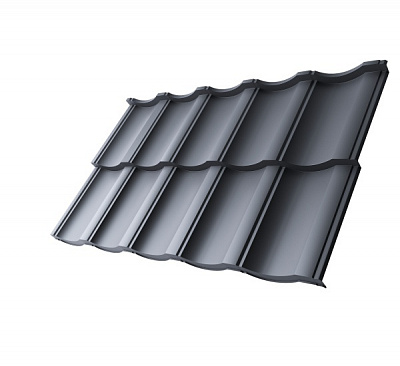 Металлочерепица Tile Модерн 1200x720 мм RAL 7024 графитовая 