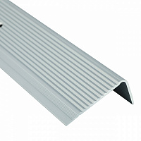Порожек алюминиевый лестничный для плитки 45 х 20 мм Braz Line рифленый самоклеящийся 900 мм серебро 