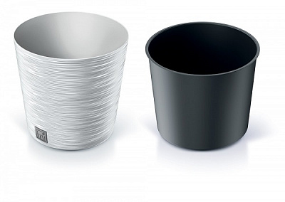 Горшок для цветов Prosperplast Furu 300 мм низкий с вкладышем белый круглый 15 л (57239-449) 