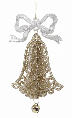 Підвіска пластикова дзвіночок з бантиком/ з присип. Асорт. 16 см EPI-P130209