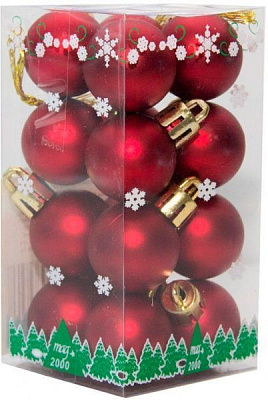 Набор игрушек шары красные матовые Девилон 890551 d25 мм 16 шт./уп. 