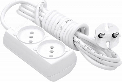 Удлинитель Borsan без заземления 2 гн. белый 3 м BR-1542-3 