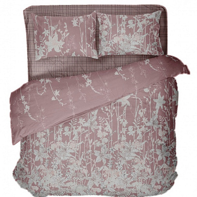 Комплект постільної білизни Home Flowers bunch сімейний рожевий із малюнком La Nuit