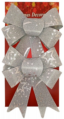 Бант ПВХ на планшетке 13х17х4.5 см серебрянные