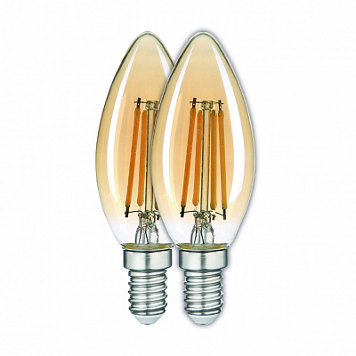 Лампа светодиодная ULLATUS 320 Lm 2 шт./уп. C35 4 Вт E14 2800 К 220 В прозрачная