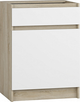 Тумба нижняя с одним ящиком МС Снежана 60х82х46,9 см, белый Грейд