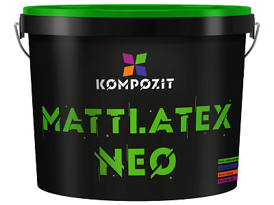 Краска интерьерная водоэмульсионная латексная Kompozit MATTLATEX NEO глубокий мат база С 14кг