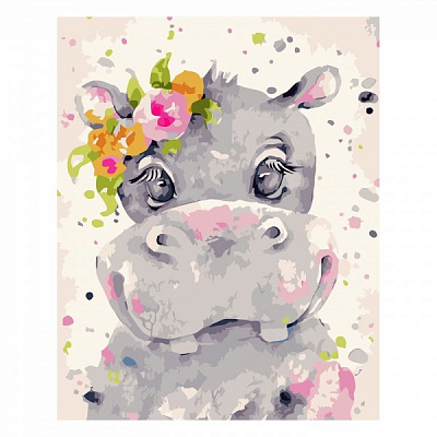 Розмальовка за номерами Strateg Акварельний бегемот 30х40 см SV-0030