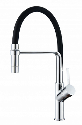 Смеситель для кухни Mixxen ALOFI хром-черный с гибким гусаком MXYA0780