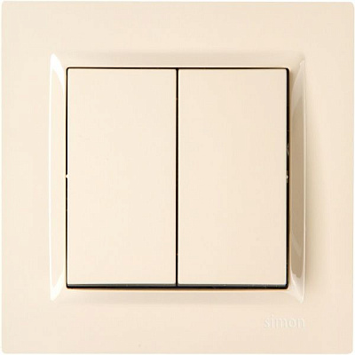 Выключатель двухклавишный Simon 10 без подсветки 10 А 250В кремовый CW5.01/41