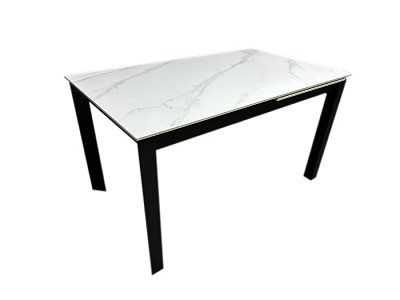 Стол обеденный Prestol Ларс 1400(2000)x800x750мм белый матовый/черный