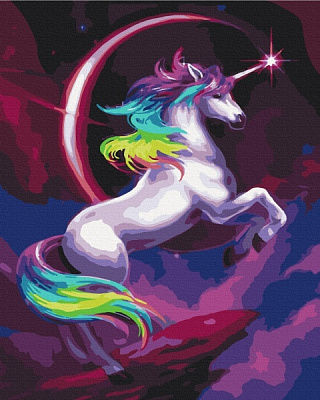 Картина по номерам Сказочный радужный единорог PBS36214 40х50 см Brushme 