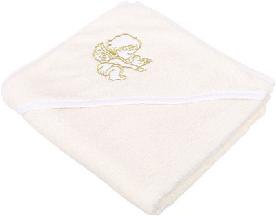 Полотенце махровое Україна Ангел с голубем 95х95 см молочный с золотым