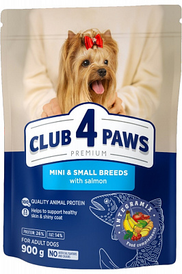 Корм сухий Club 4 Paws для мініатюрних та малих порід лосось 900 г
