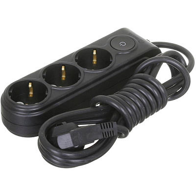 Удлинитель Makel с защитными шторками с заземлением 3 гн. черный 3 м N3311143 