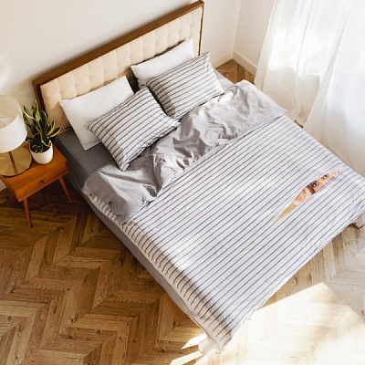 Комплект постільної білизни by Andre TAN Я знаю секрет євро біло-сірий SoundSleep