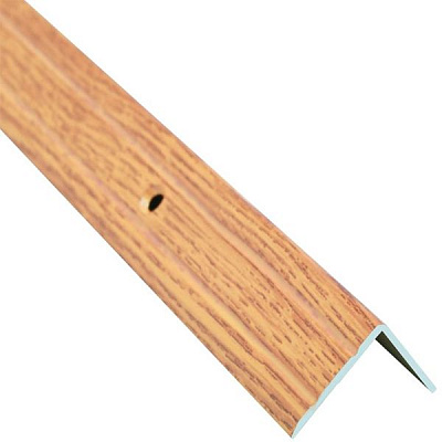 Порожек алюминиевый декорированный Braz Line рифленый с отверстиями 24,5х20x900 мм дуб светлый