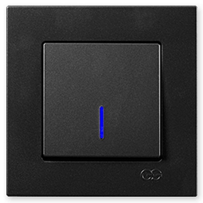Вимикач одноклавішний Gunsan Eqona з підсвіткою чорний 01 40 34 00 100 102