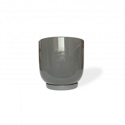 Горшок керамический Резон Конус выпуклый овальный 1,4л серый 