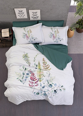 Комплект постельного белья Palm Green 2 белый с зеленым La Nuit 