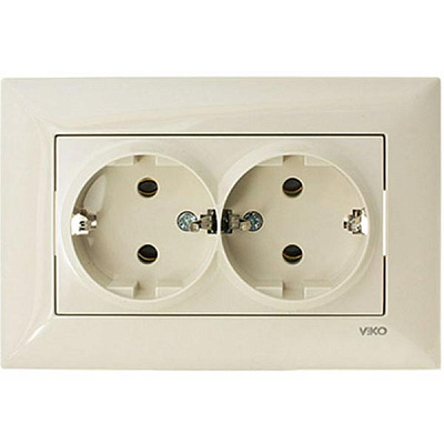 Розетка Viko Meridian двойная с заземлением кремовая