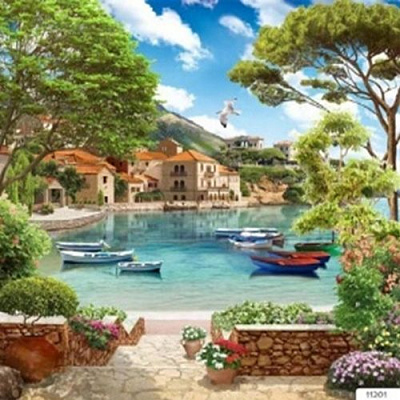 Набір для творчості зі стразами на підрамнику Лазурний берег 30x30 см Діамантові ручки