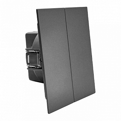 Вимикач двоклавішний HausMark INO без підсвітки сірий LS-2G-GP-Gray