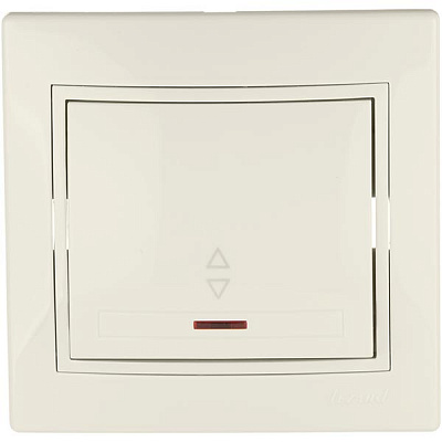 Вимикач прохідний одноклавішний Lezard Mira з підсвіткою 10 А 250В IP20 кремовий