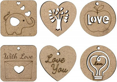 Набір заготовок Теги Love 4x4 см 6 шт. Rosa Talent