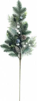 Гілочка декоративна New Star хвойний мікс з кульками та шишками 85 см A3-51170