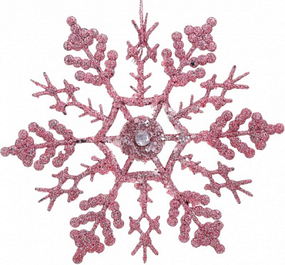 Декоративная подвеска Снежинка 16 см розовый HF2K901